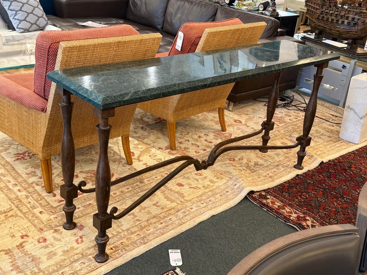 French Baroque Empress Green Marble Console Table - Thumbnail 7