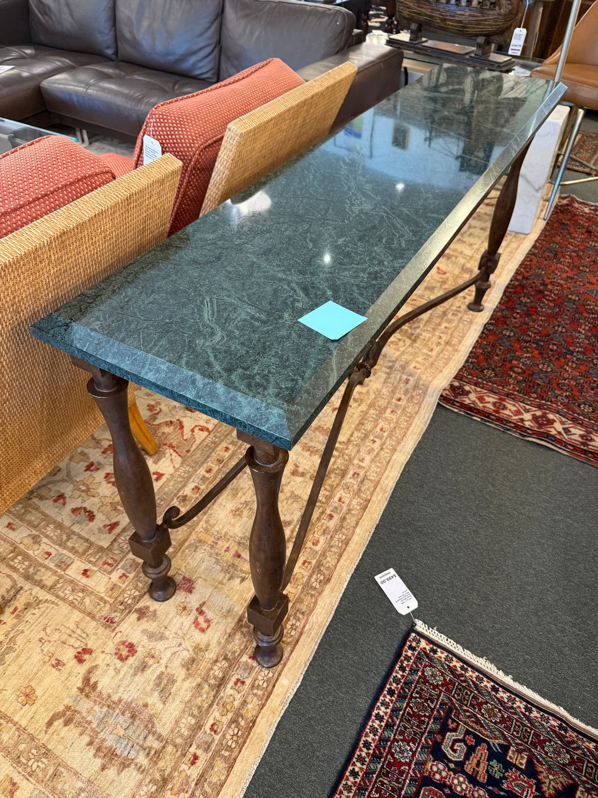 French Baroque Empress Green Marble Console Table - Thumbnail 9