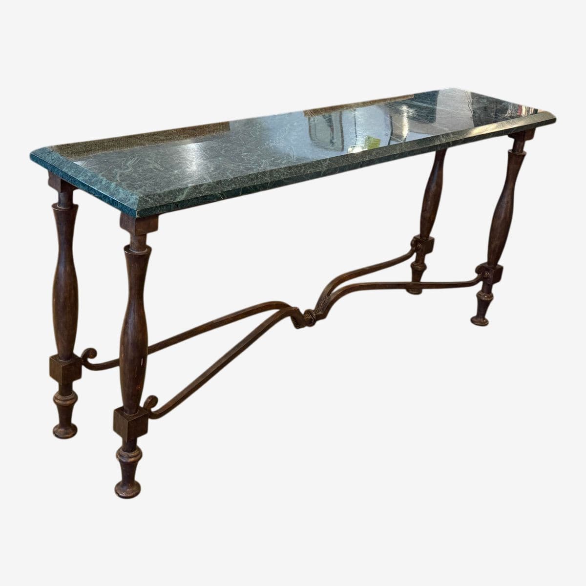 French Baroque Empress Green Marble Console Table - Image 1