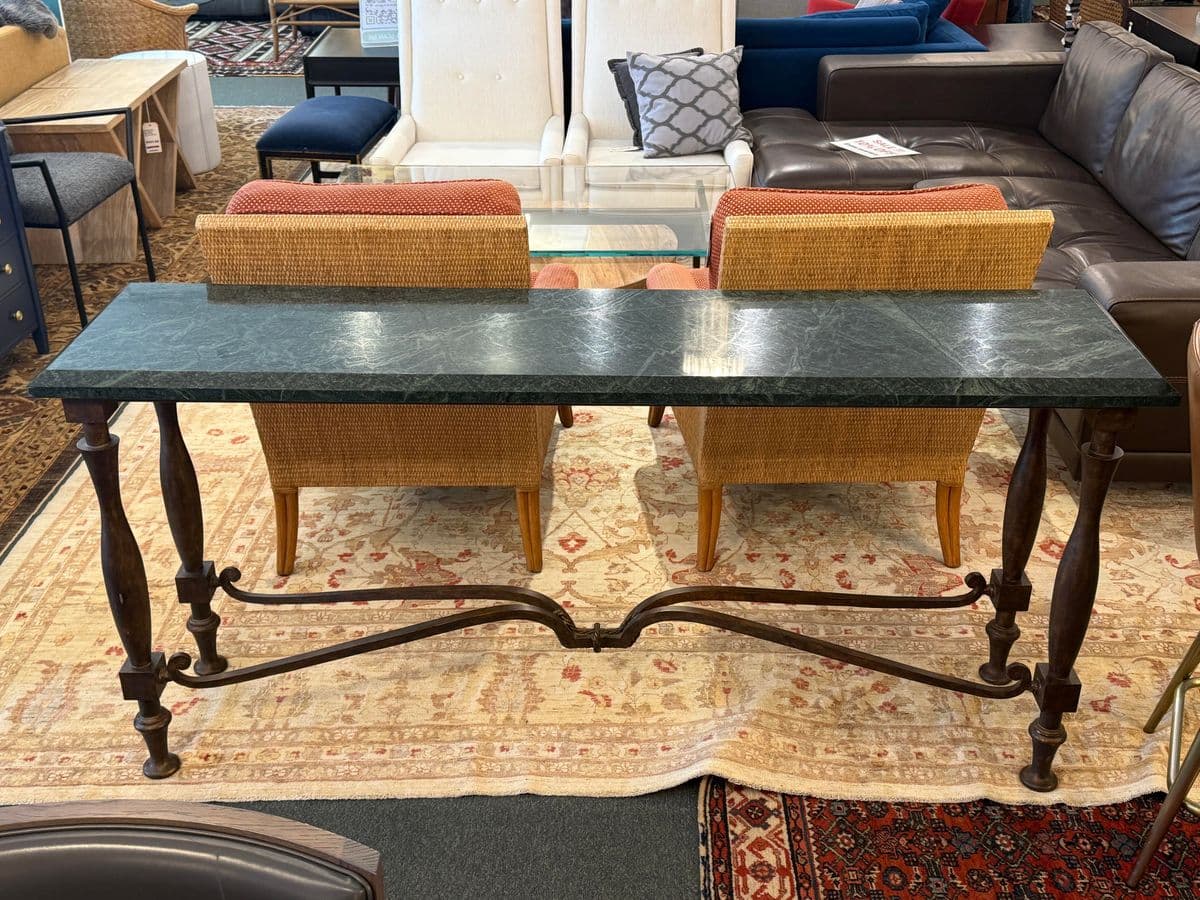 French Baroque Empress Green Marble Console Table - Thumbnail 3