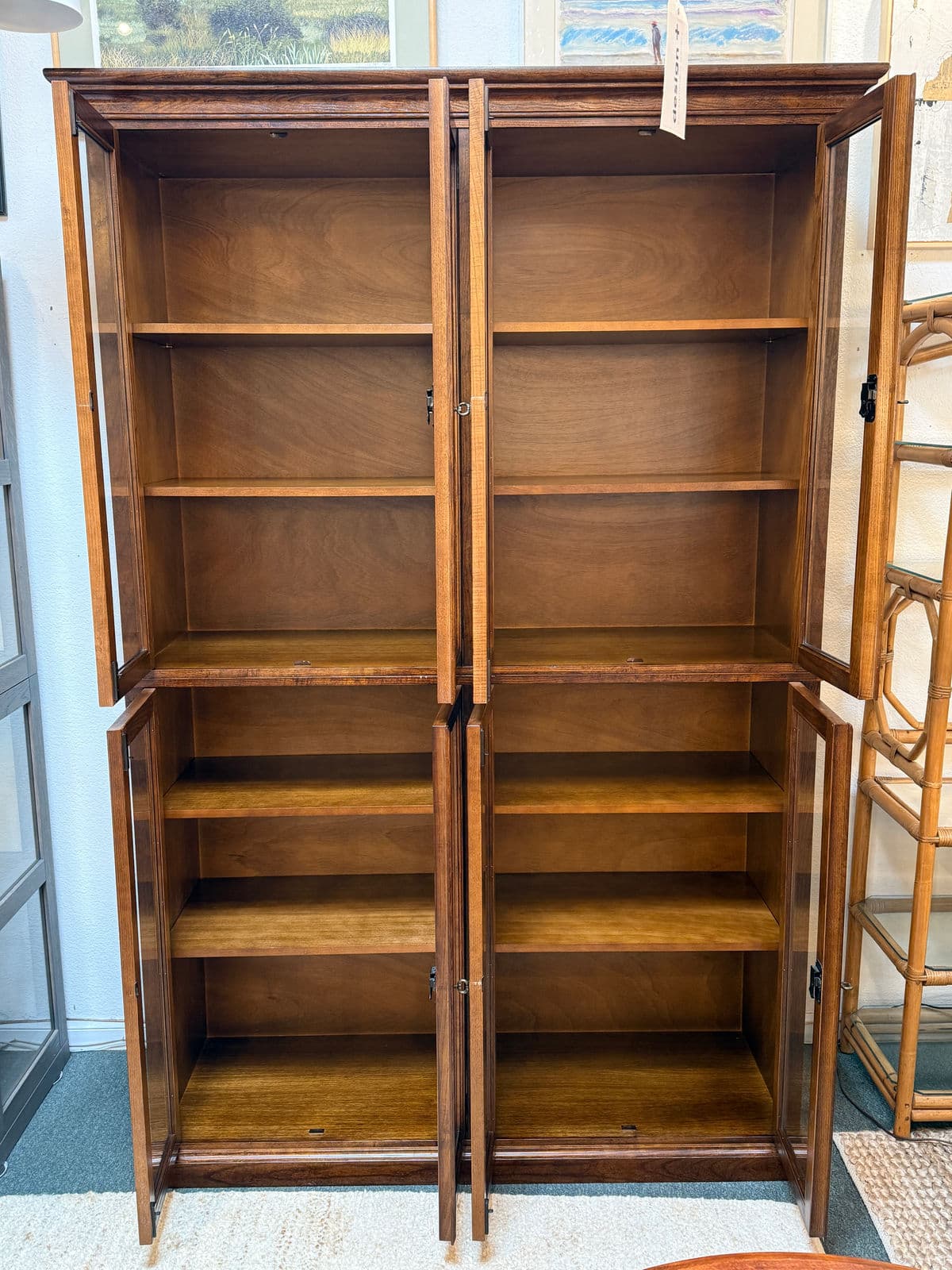 Crate & Barrel Glass Display Shelving Cabinet - Thumbnail 4