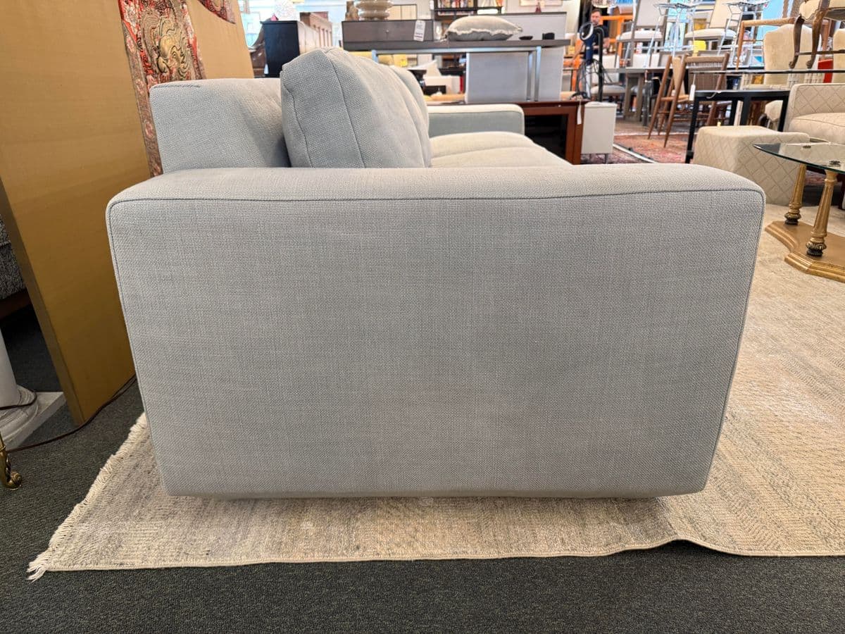 Contemporary Light Blue Linen Sofa - Thumbnail 9