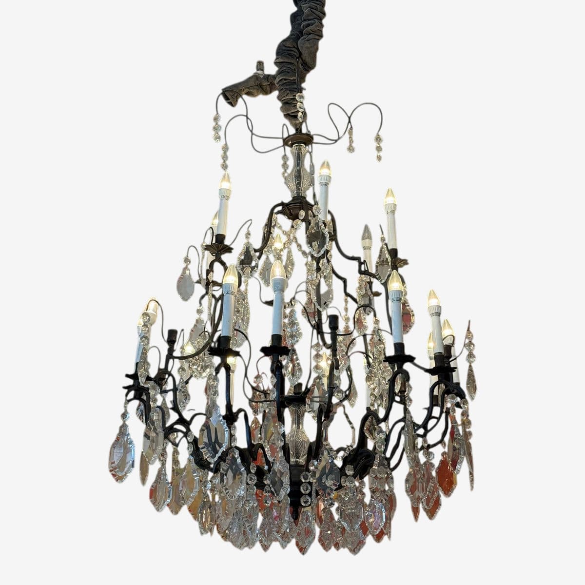 Badari Lighting Eighteen-Light Crystal Chandelier, Vintage - Image 1