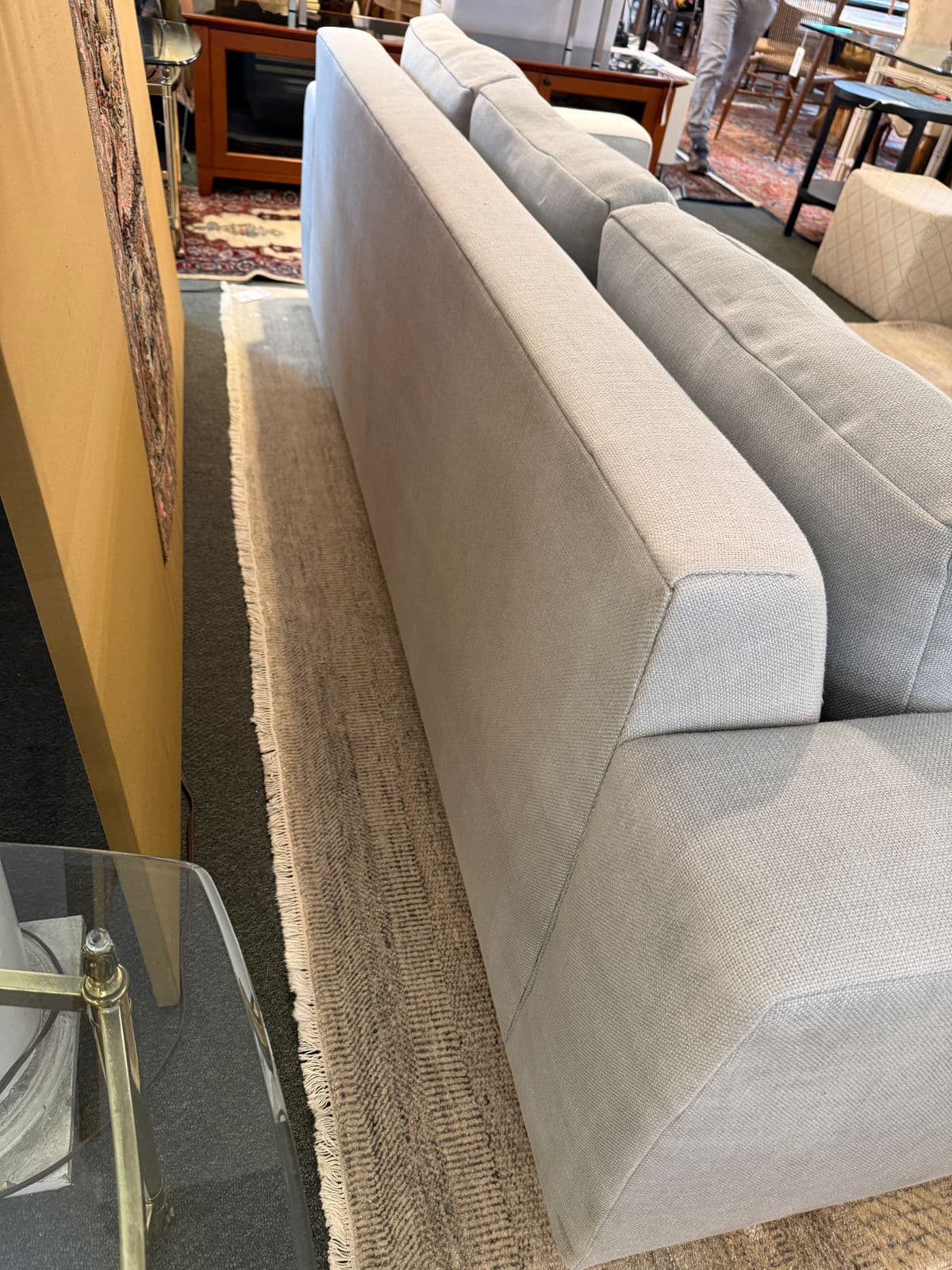 Contemporary Light Blue Linen Sofa - Thumbnail 10