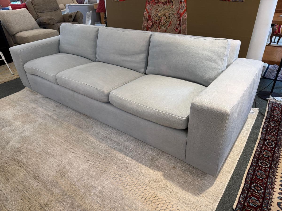 Contemporary Light Blue Linen Sofa - Thumbnail 3