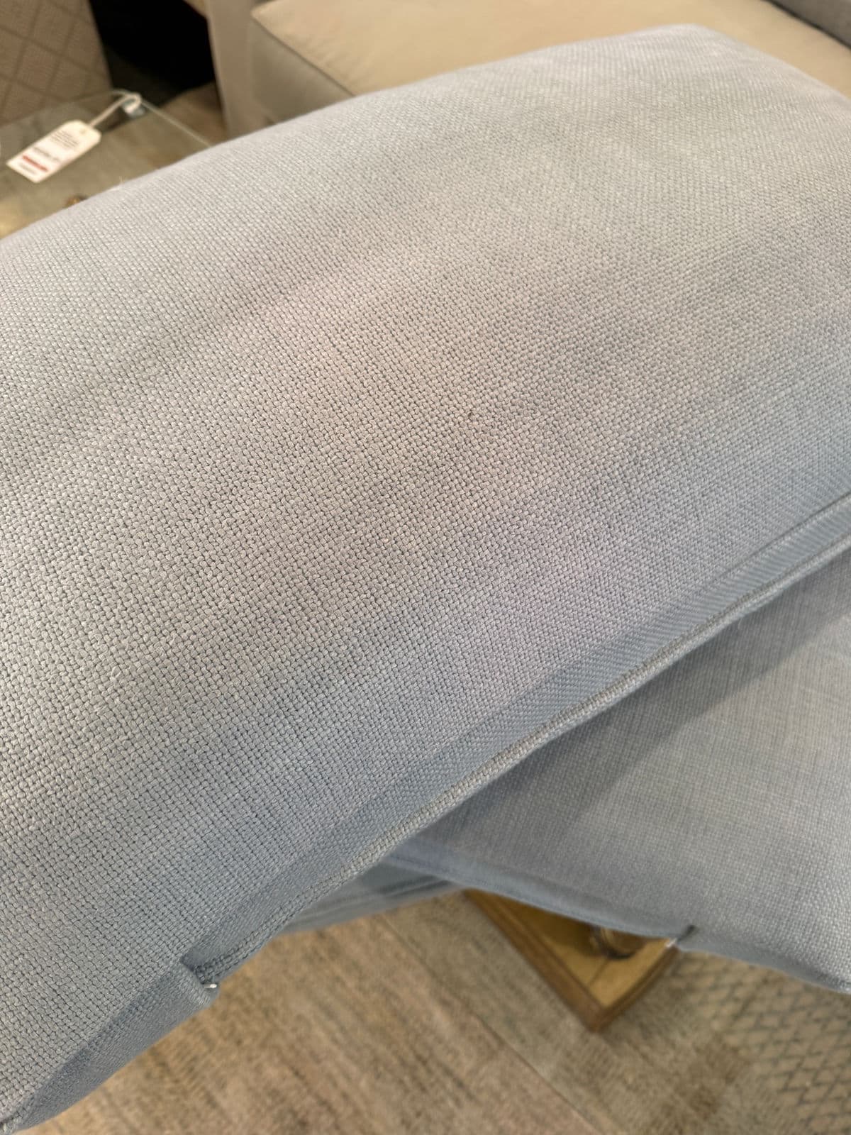 Contemporary Light Blue Linen Sofa - Thumbnail 7