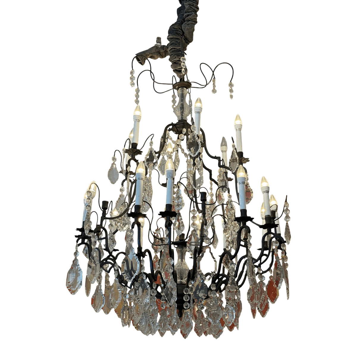 Badari Lighting Eighteen-Light Crystal Chandelier, Vintage - Thumbnail 2
