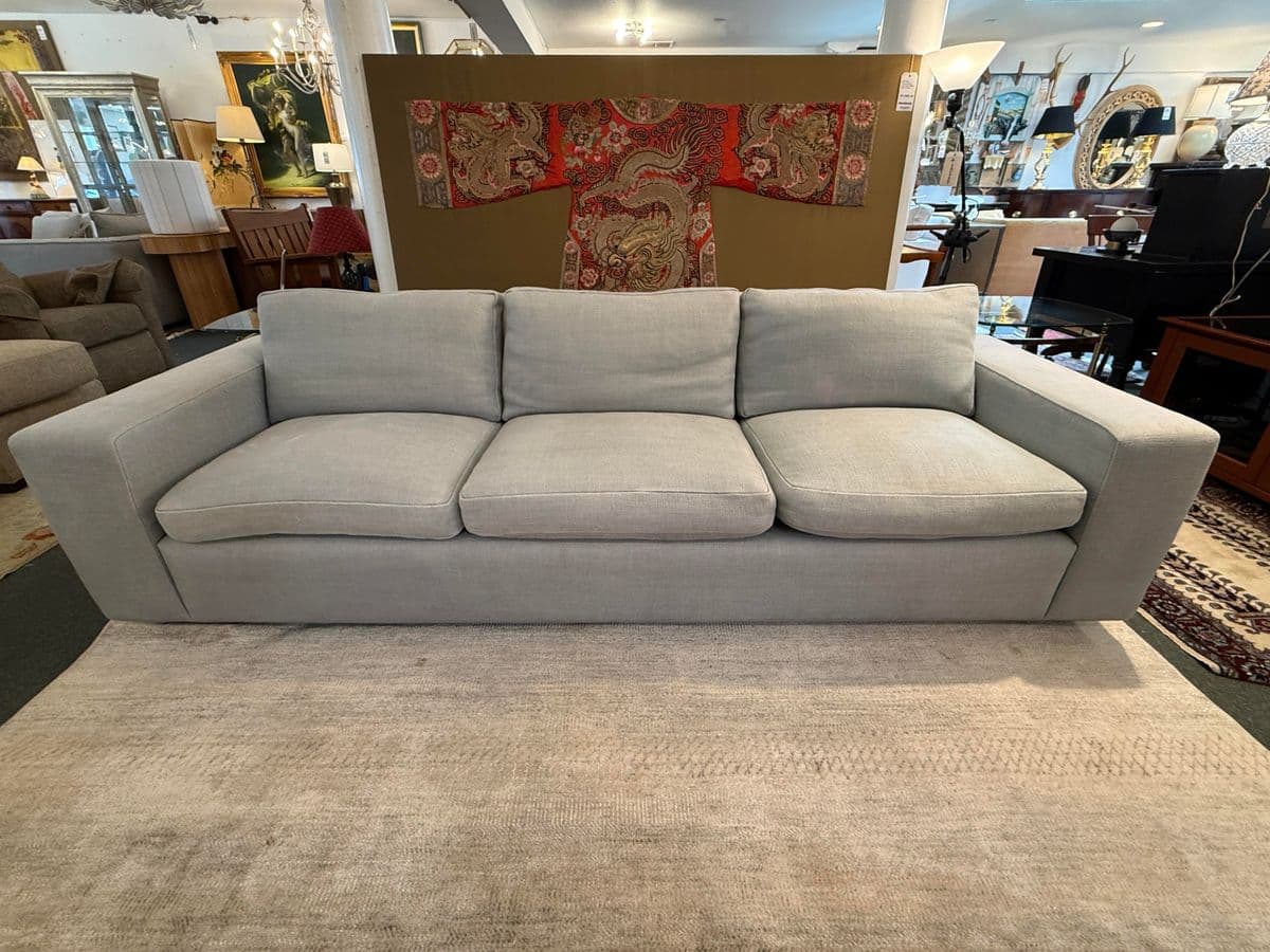 Contemporary Light Blue Linen Sofa - Thumbnail 4