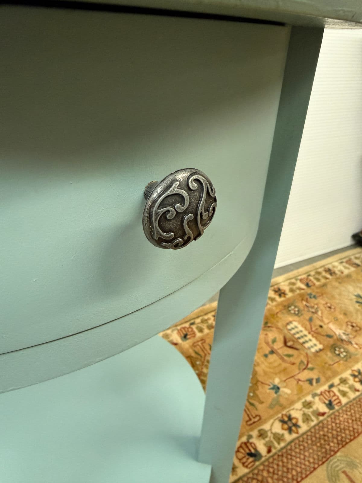 Transitional Aque Side Table With Drawer - Thumbnail 8