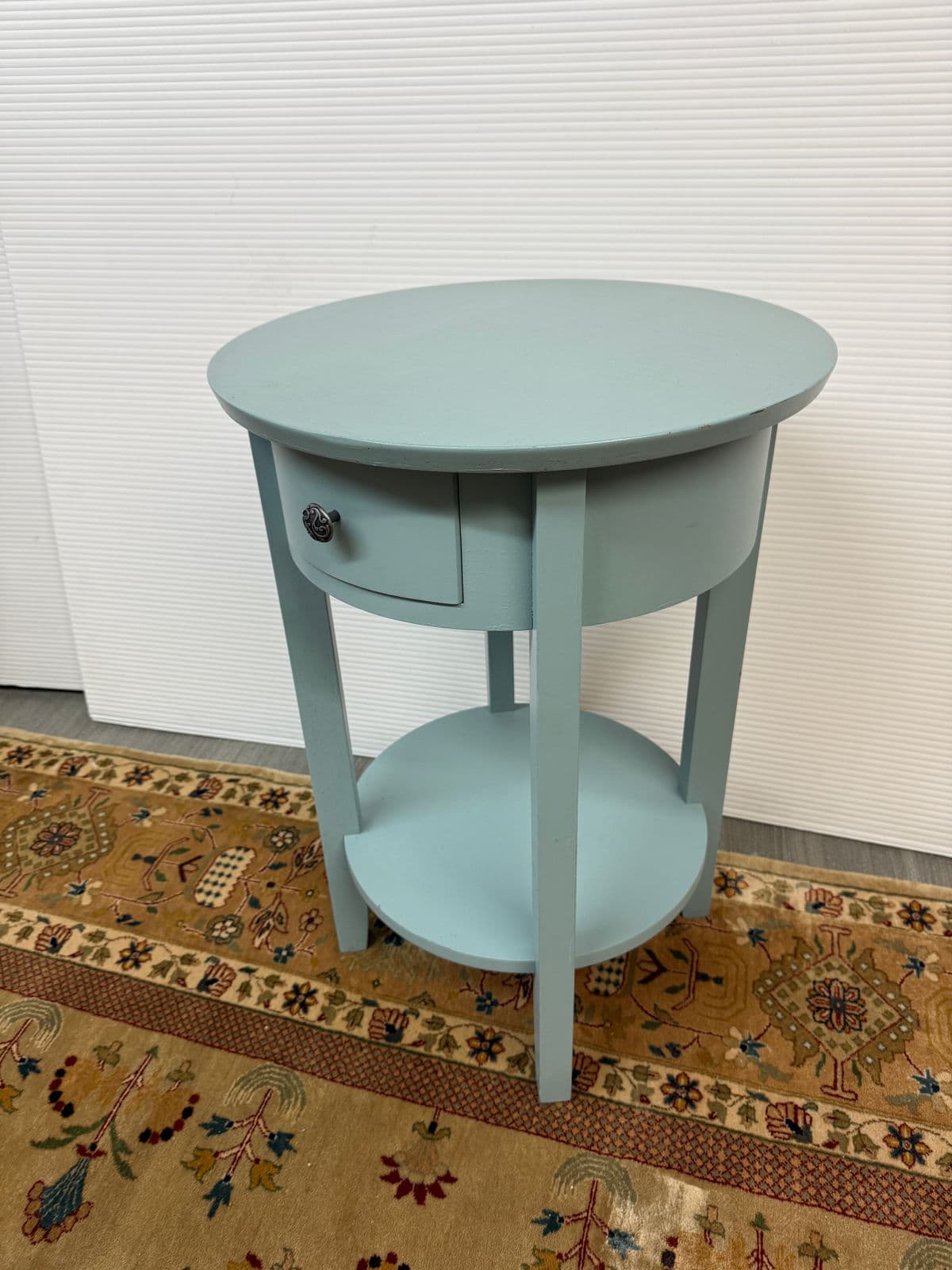 Transitional Aque Side Table With Drawer - Thumbnail 3