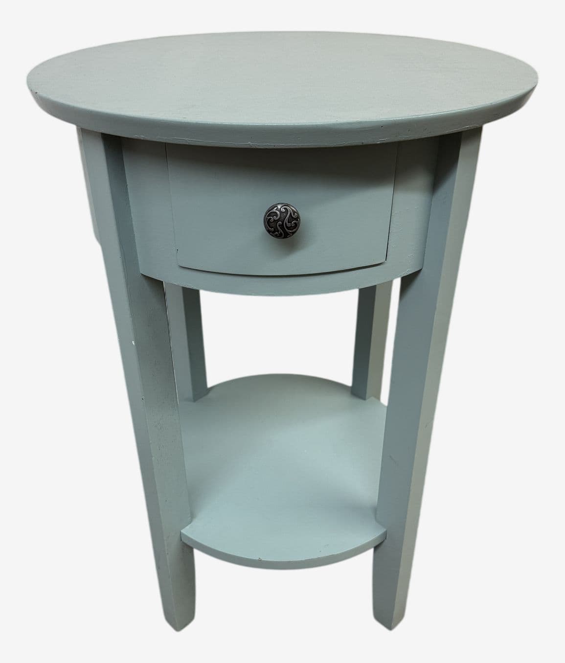 Transitional Aque Side Table With Drawer - Image 1