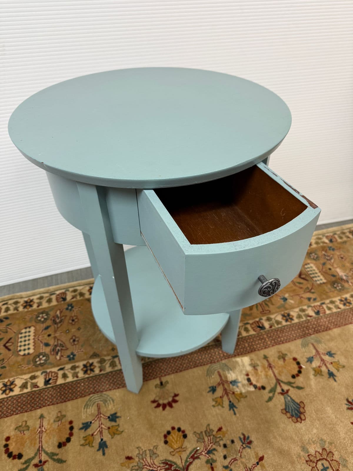 Transitional Aque Side Table With Drawer - Thumbnail 4