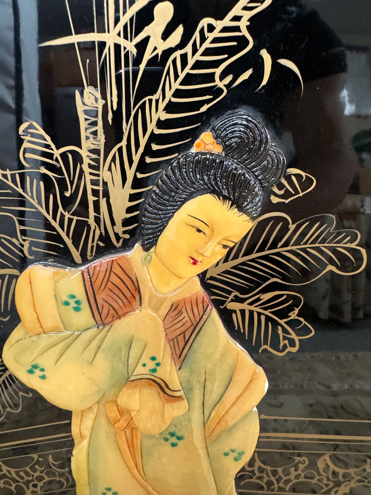 Mid Century Japanese Panels Inset in Frame - Thumbnail 8