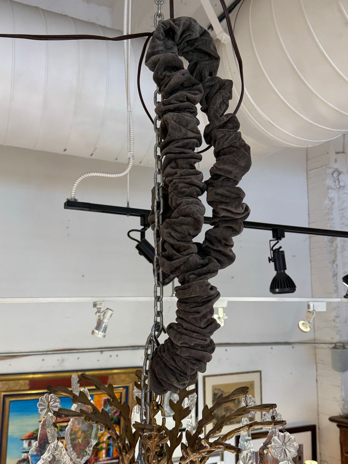 10-Light Crystal Chandelier + Antique Gold-Finish Metal Frame, Vintage - Thumbnail 13