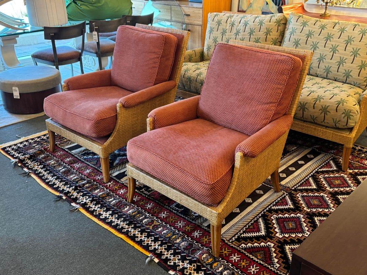 Orlando Diaz-Azcuy Collection for McGuire-Baker Furniture Lounge Chairs, Pair - Thumbnail 4