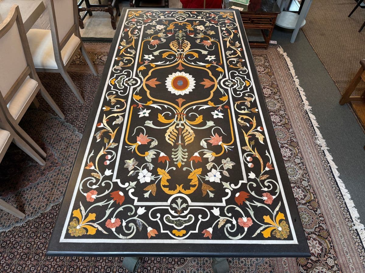 Pietra Dura + Wrought Iron in/Outdoor Table - Thumbnail 3