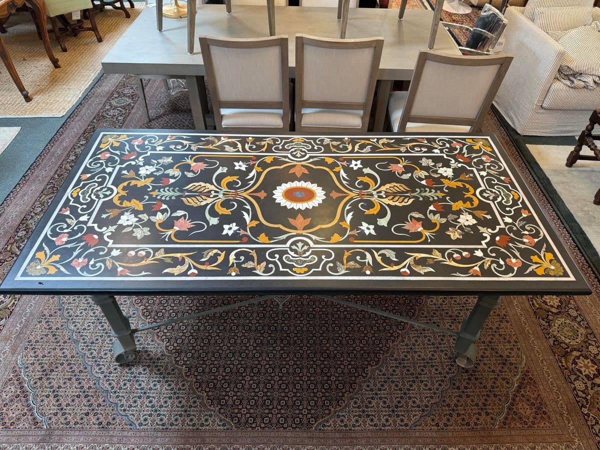 Pietra Dura + Wrought Iron in/Outdoor Table - Thumbnail 4