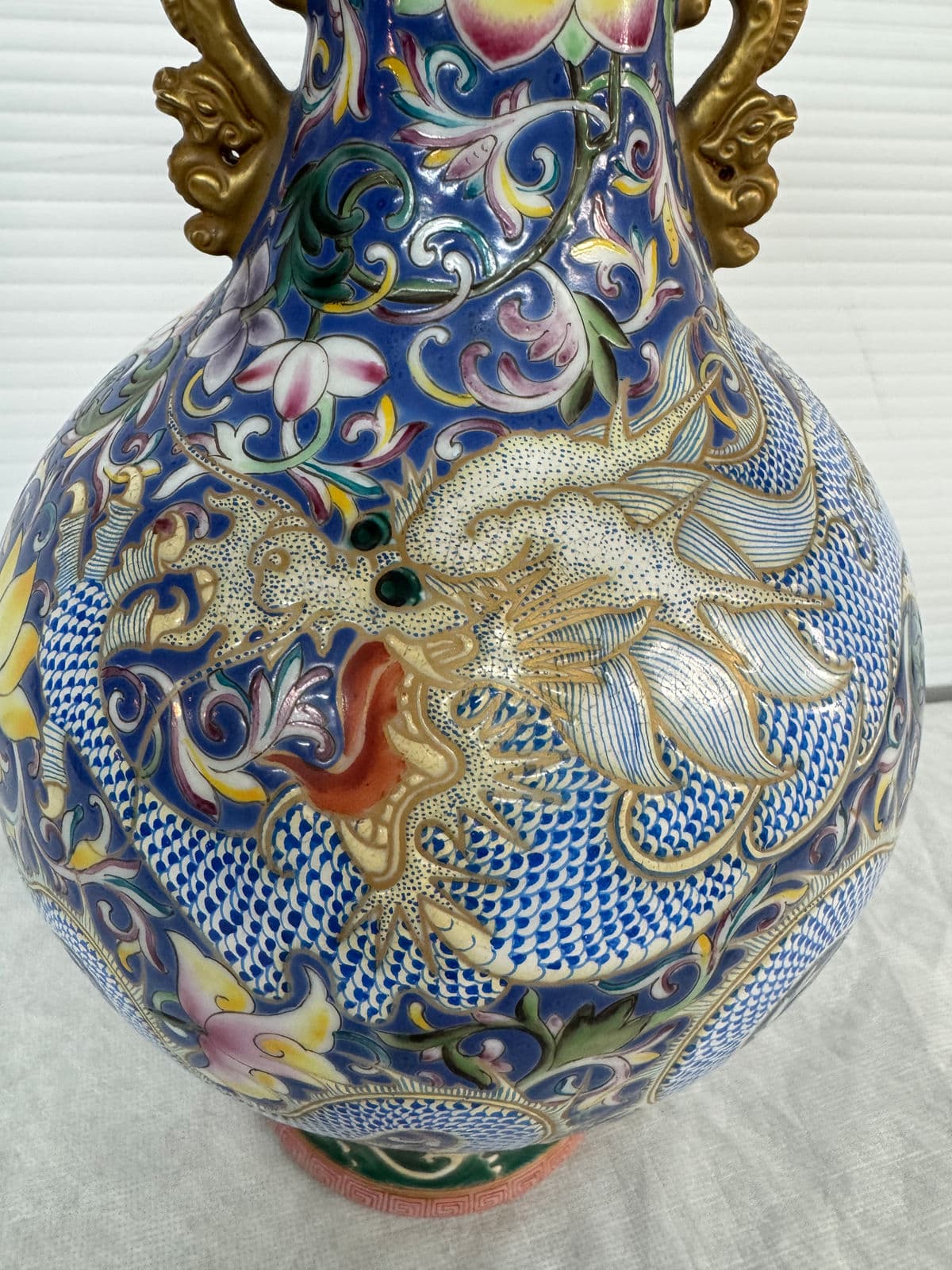 Antique Chinese Cloisonne Haitangzun Vases, Pair - Thumbnail 8