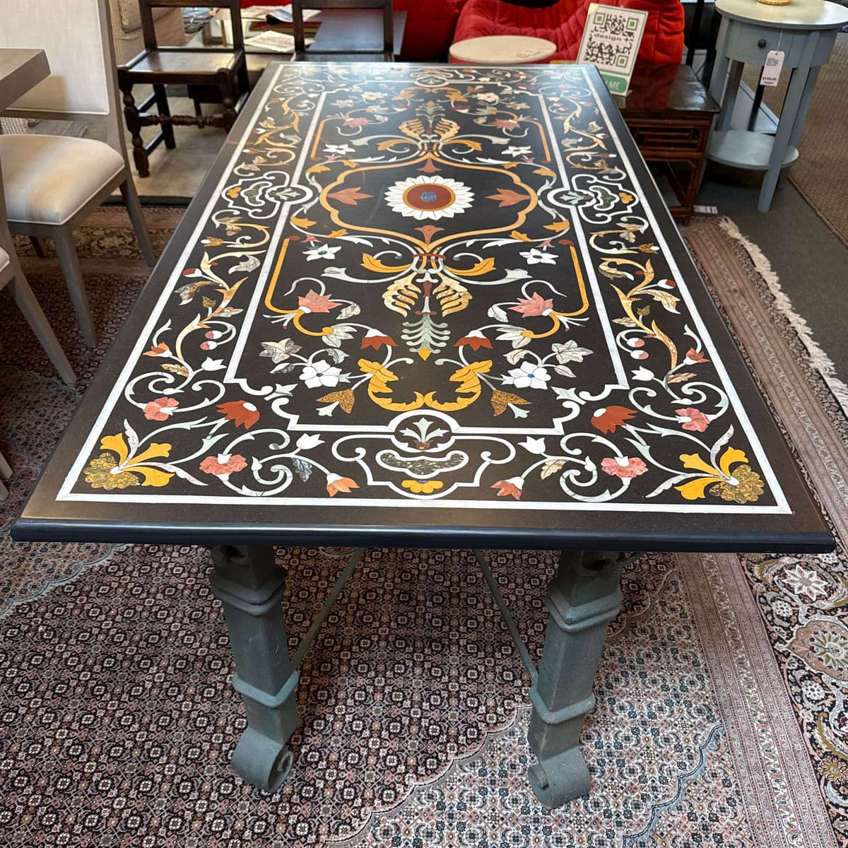 Pietra Dura + Wrought Iron in/Outdoor Table - Thumbnail 12