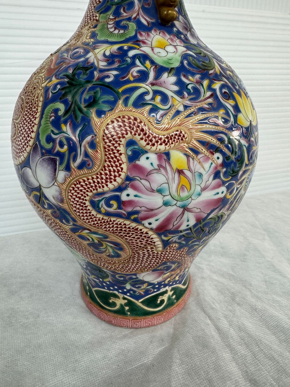 Antique Chinese Cloisonne Haitangzun Vases, Pair - Thumbnail 11