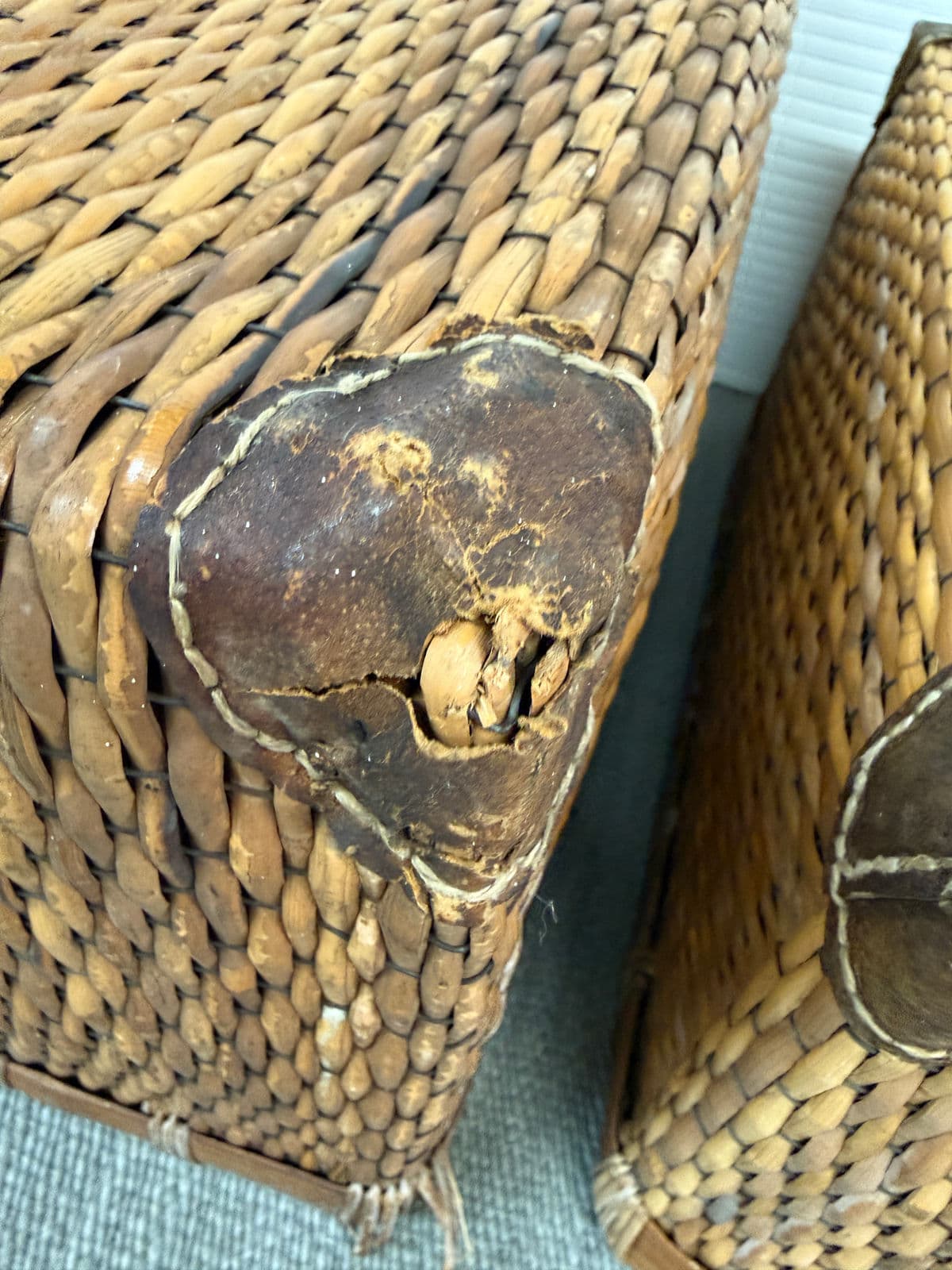 Antique Woven Storage Boxes, Pair - Thumbnail 9