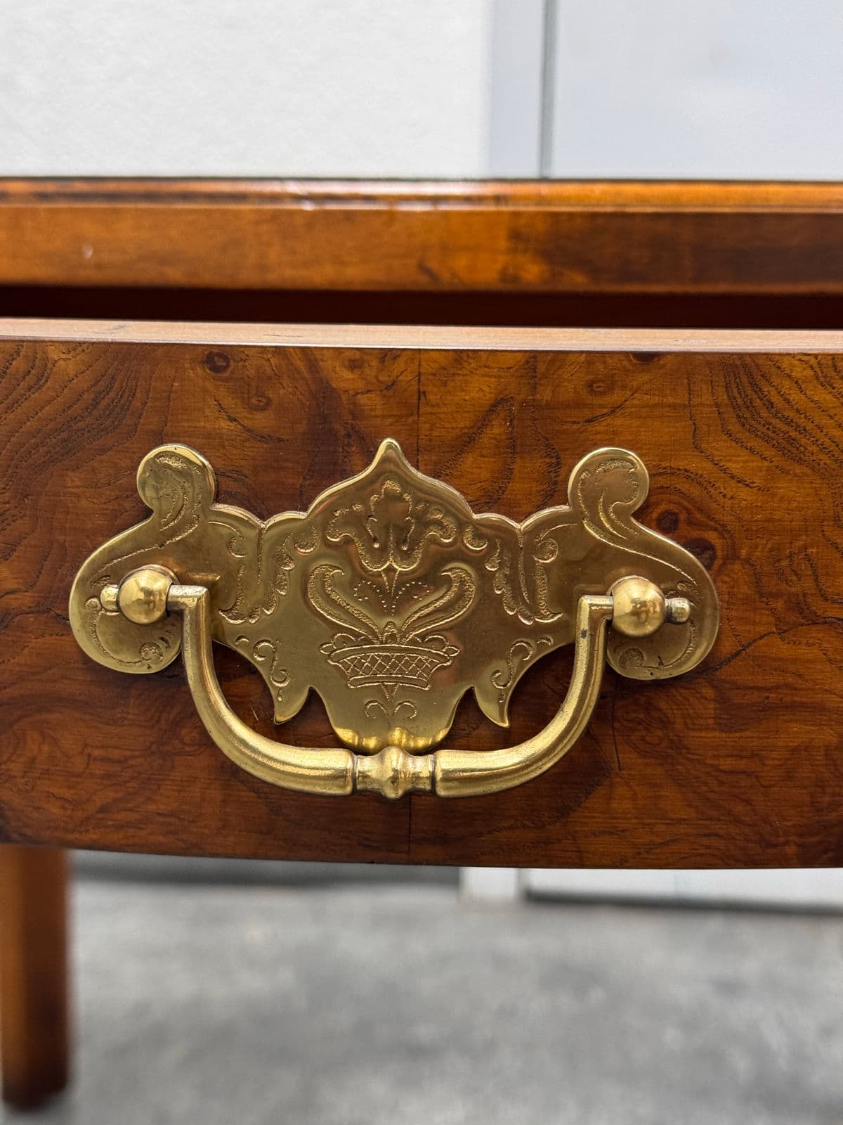 French Provincial Revival Style Side Table + Brass Pull Drawer by Hekman - Thumbnail 12