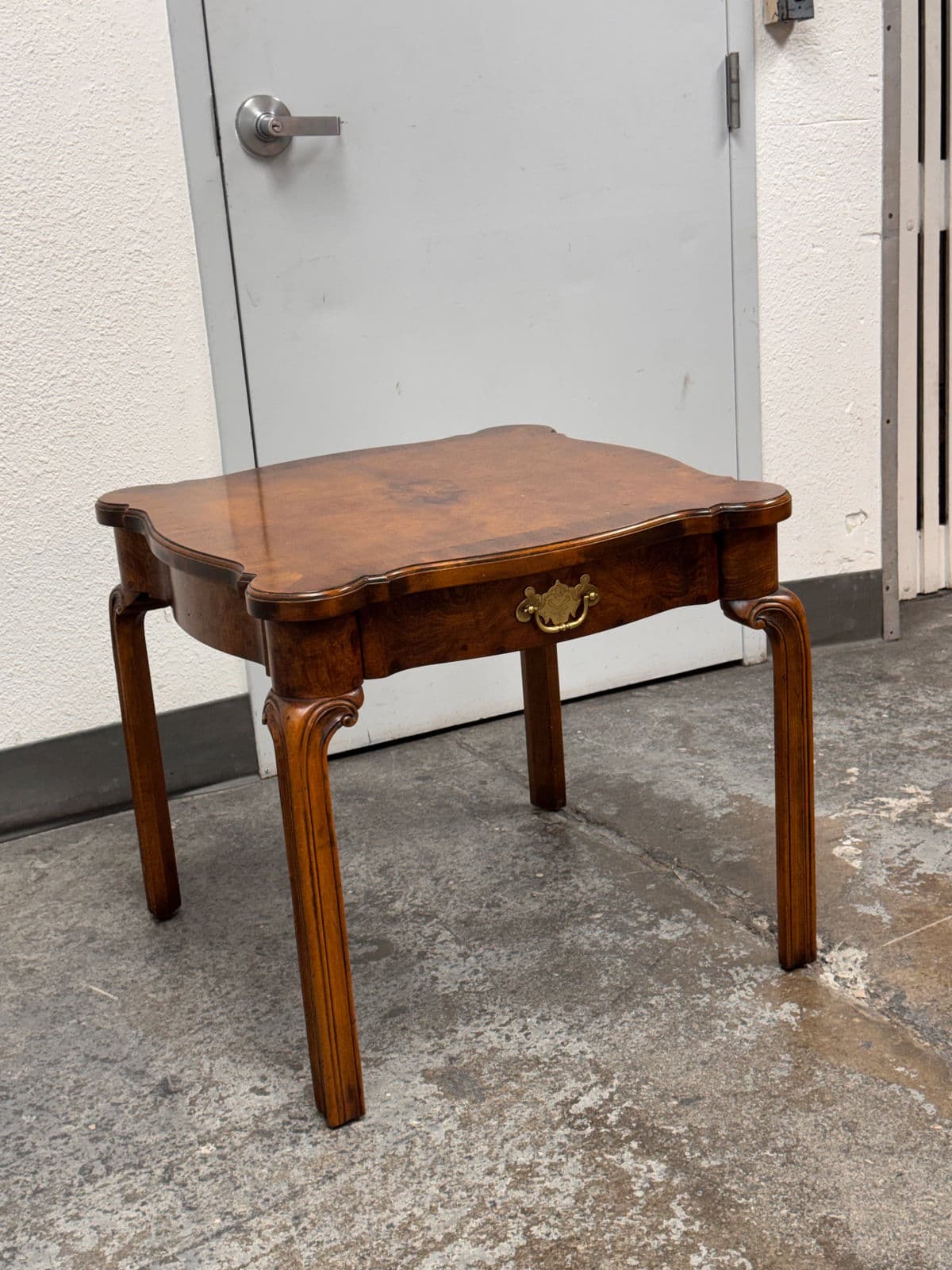 French Provincial Revival Style Side Table + Brass Pull Drawer by Hekman - Thumbnail 4