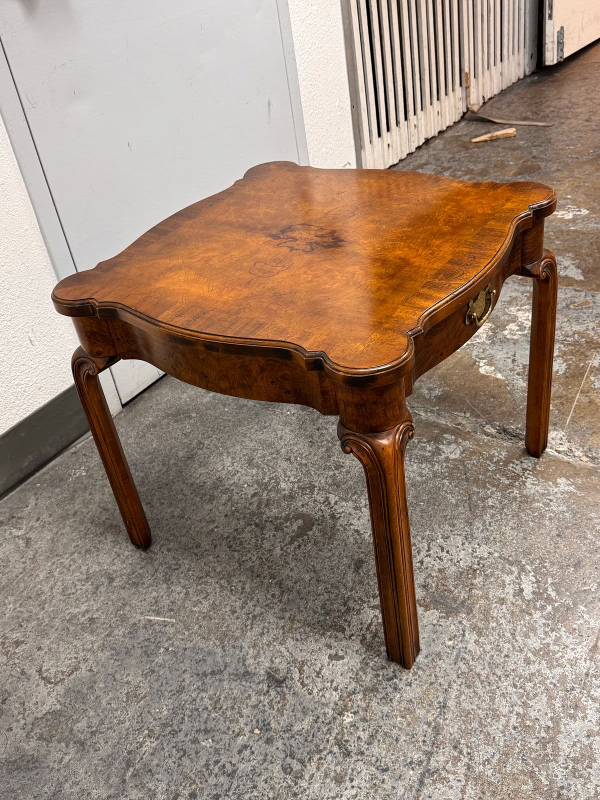 French Provincial Revival Style Side Table + Brass Pull Drawer by Hekman - Thumbnail 6