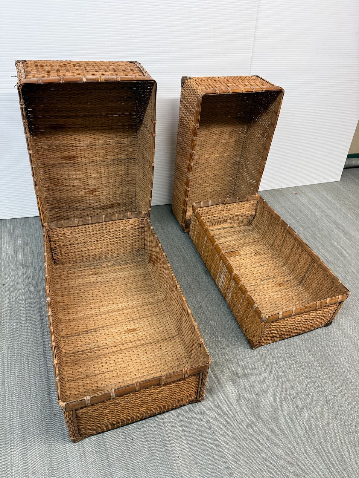 Antique Woven Storage Boxes, Pair - Thumbnail 5