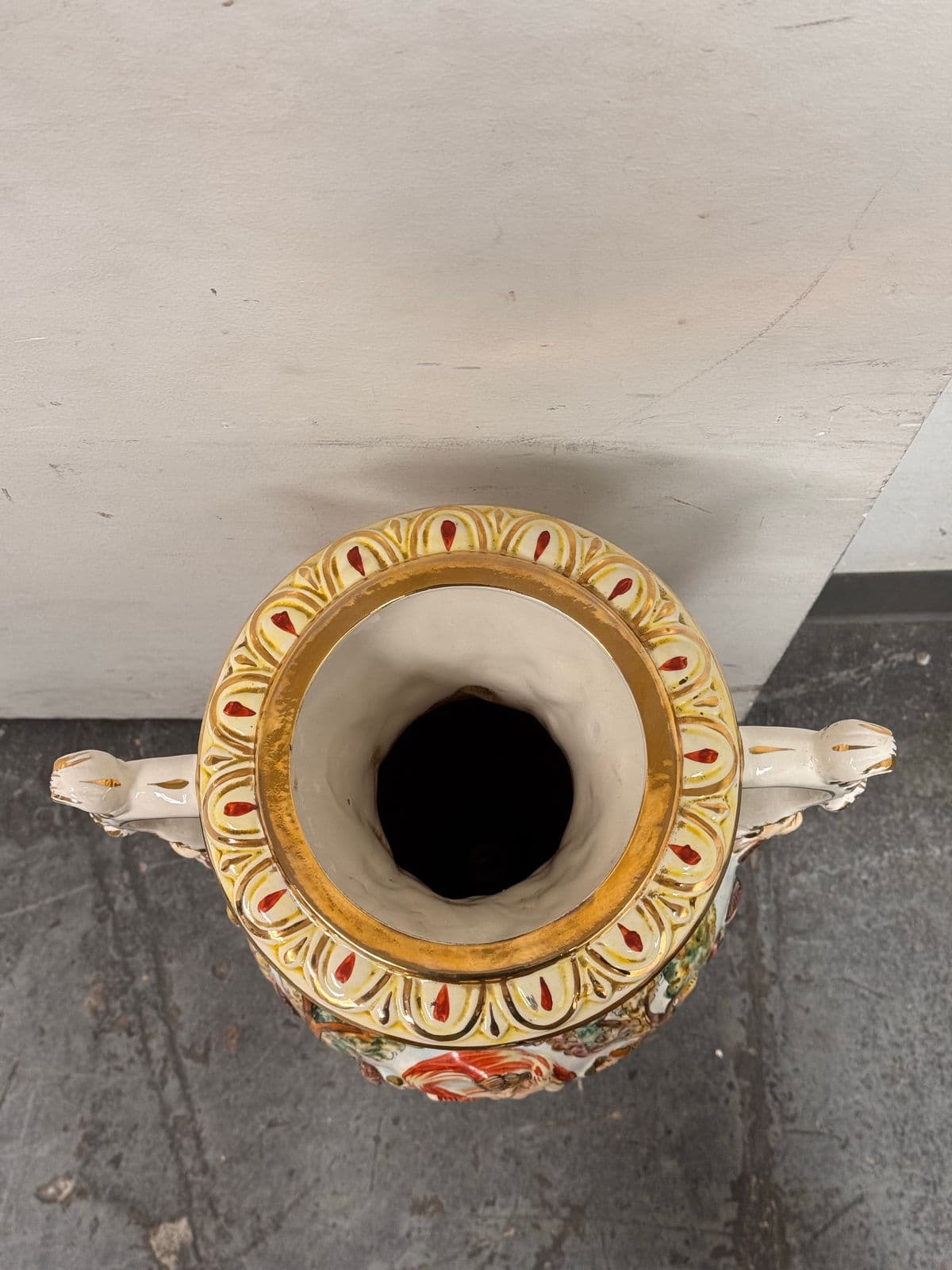 Capodimonte Italian Hand Painted Porcelain Urn - Thumbnail 6