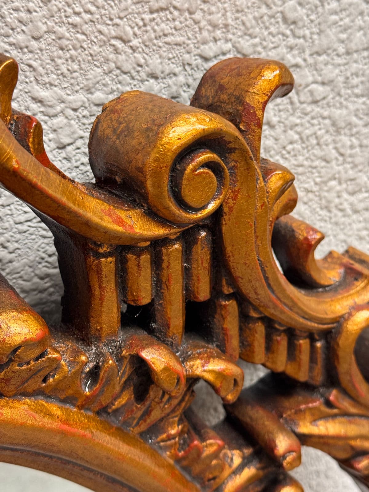 Mexican Rococo Revival Oval Gold Finish Wall Mirror, Late 20th Century - Thumbnail 8