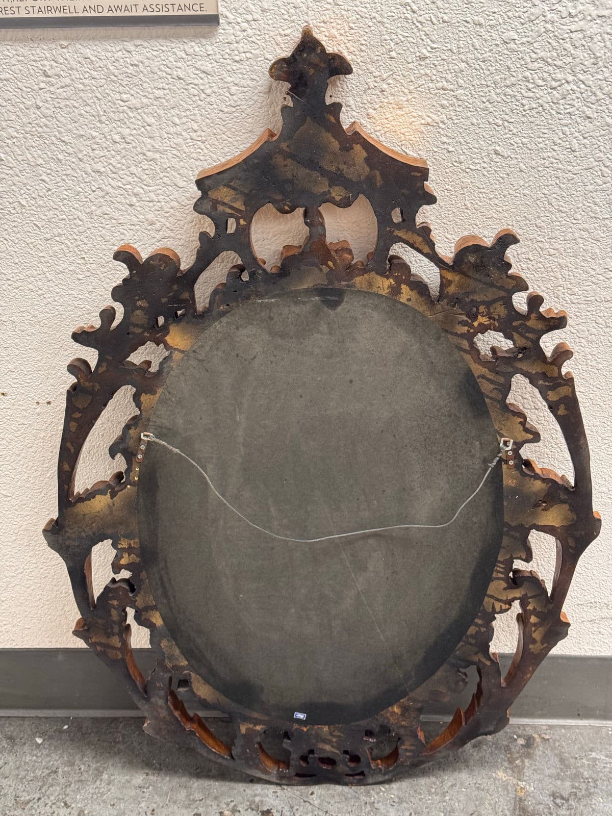 Mexican Rococo Revival Oval Gold Finish Wall Mirror, Late 20th Century - Thumbnail 7