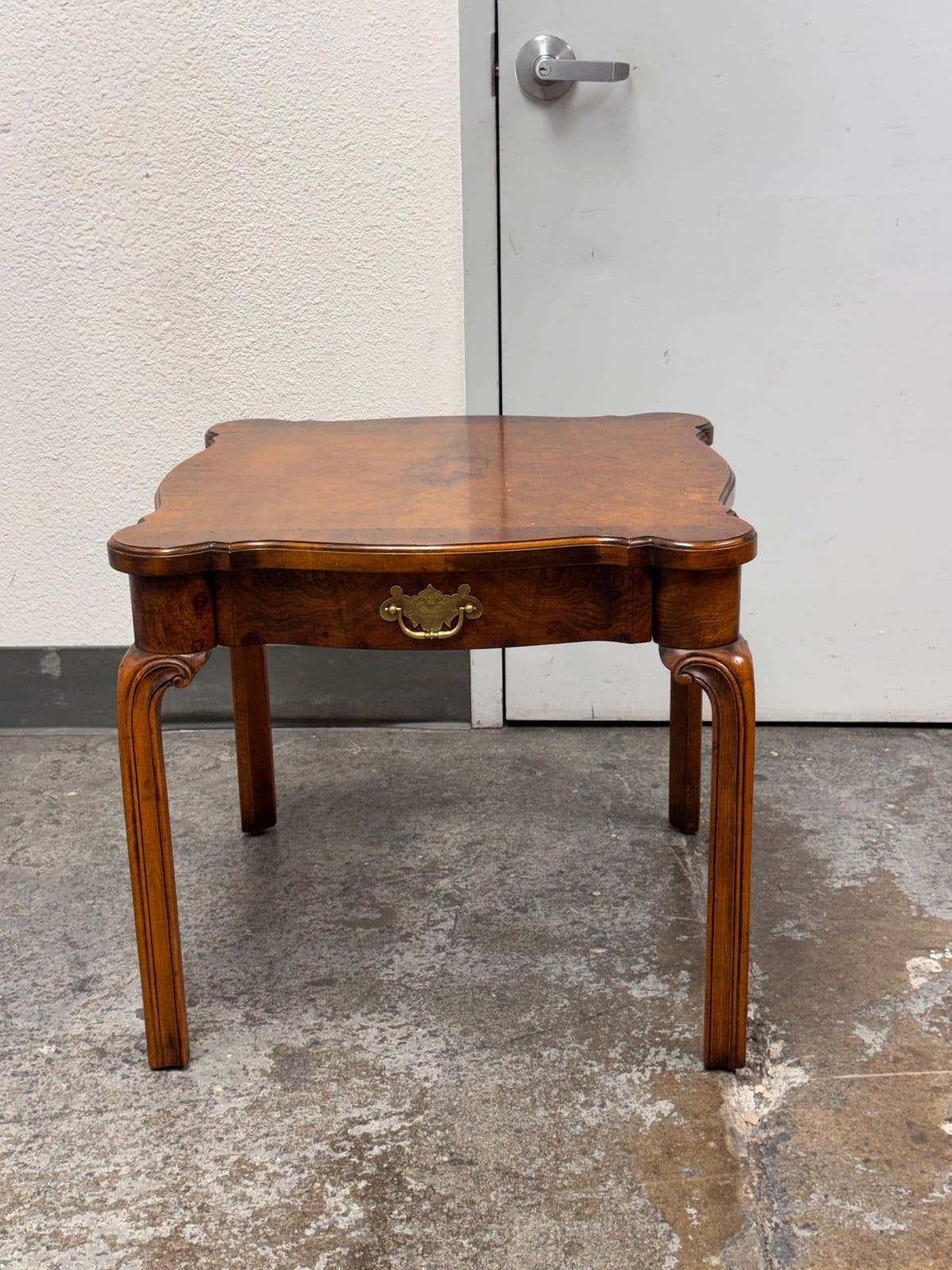 French Provincial Revival Style Side Table + Brass Pull Drawer by Hekman - Thumbnail 3