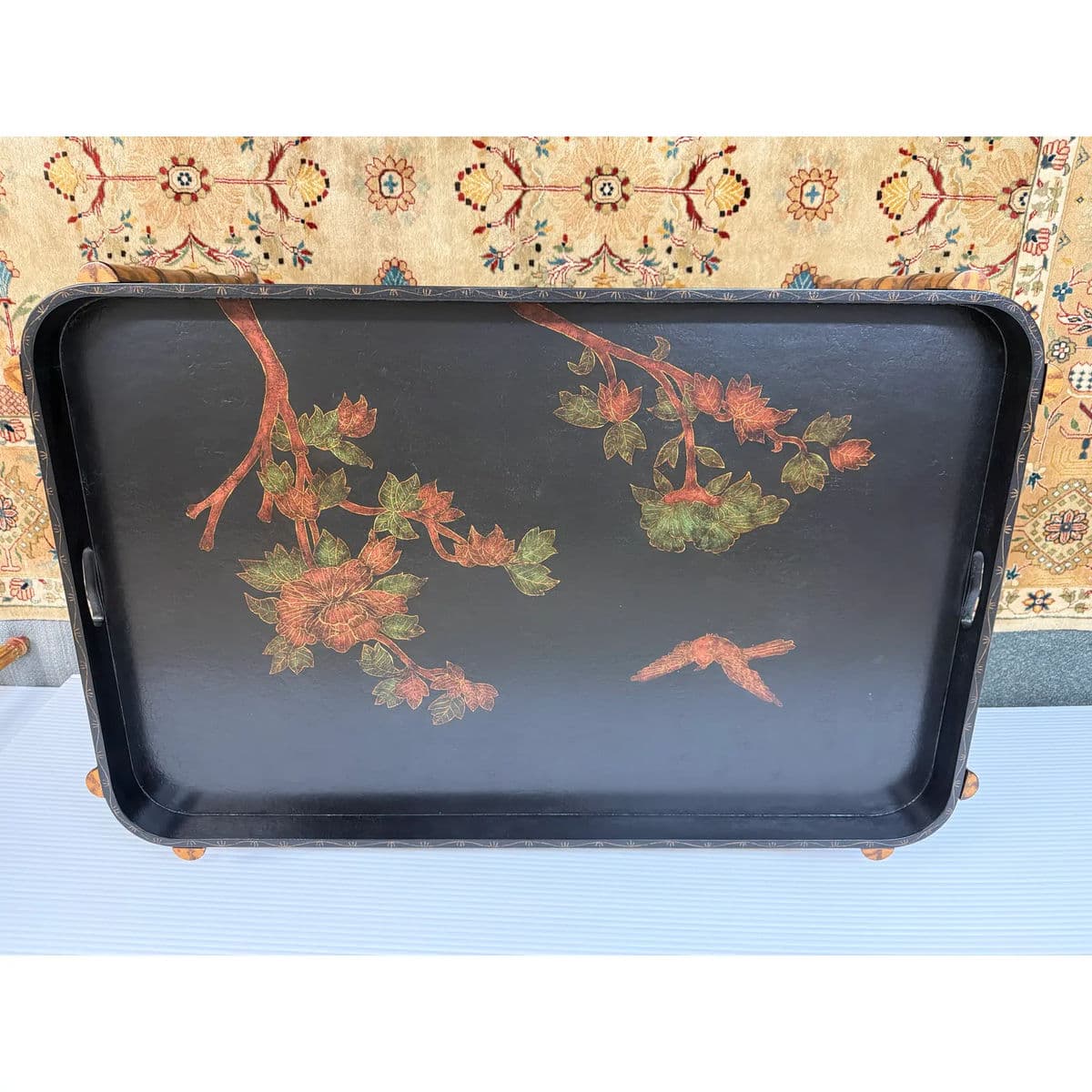 Hollywood Regency Bamboo With Lacquer Tray Table - Thumbnail 13