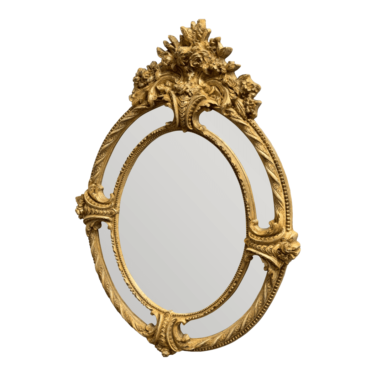 French Giltwood Cushion Wall Mirror - Thumbnail 2