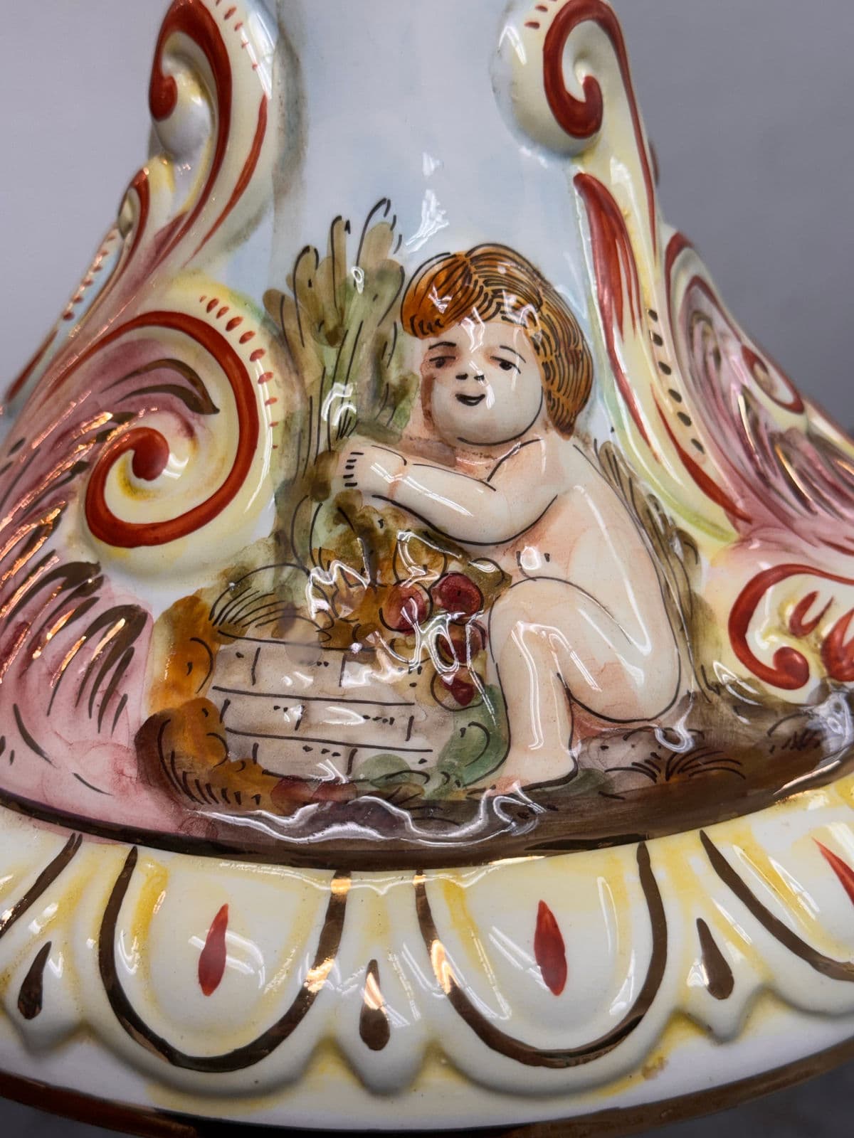 Capodimonte Italian Hand Painted Porcelain Urn - Thumbnail 9