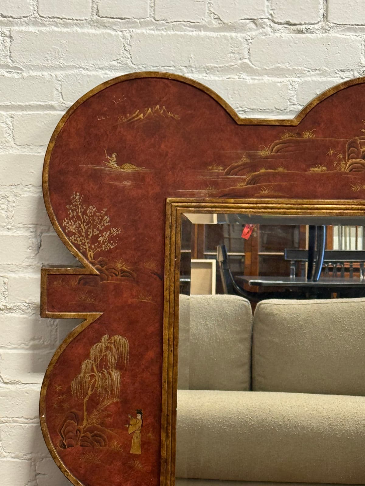 Chinoiserie Lacquer Wall Mirror, Late 20th Century - Thumbnail 7