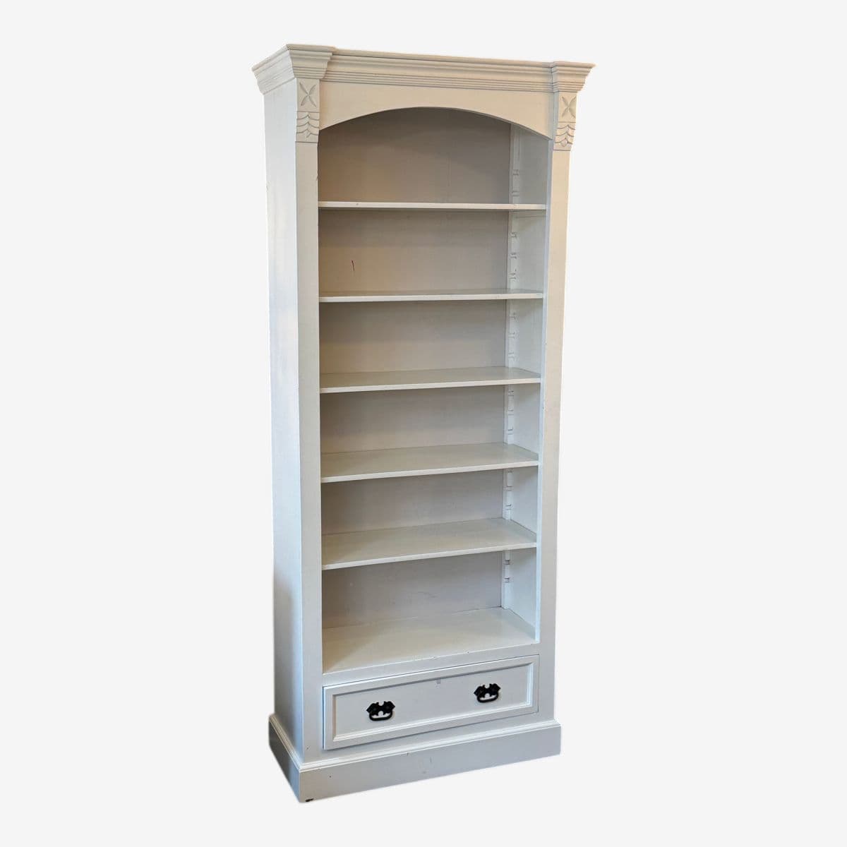 Contemporary Bookshelf With Drawer, White - Image 1