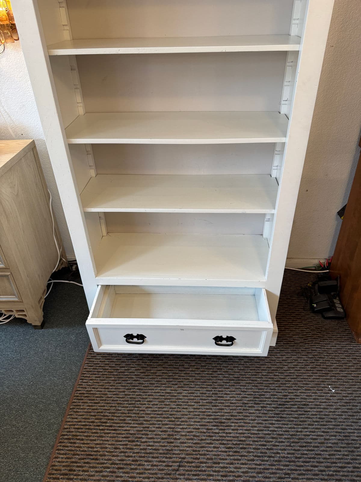 Contemporary Bookshelf With Drawer, White - Thumbnail 10