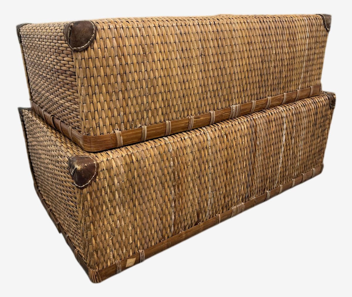 Antique Woven Storage Boxes, Pair - Image 1