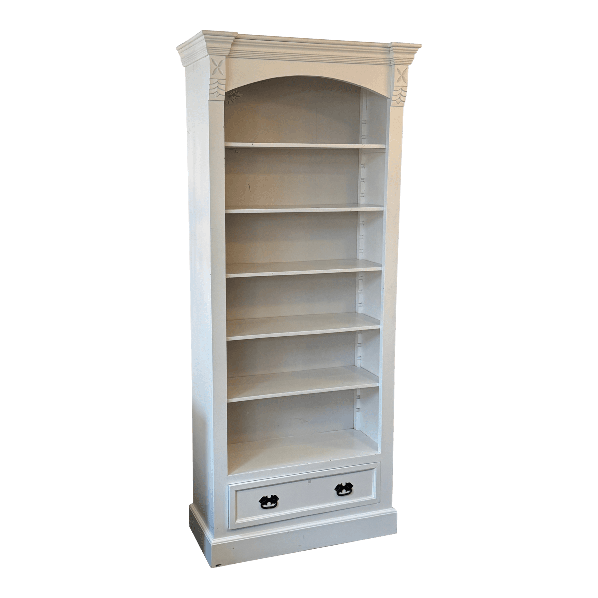 Contemporary Bookshelf With Drawer, White - Thumbnail 2