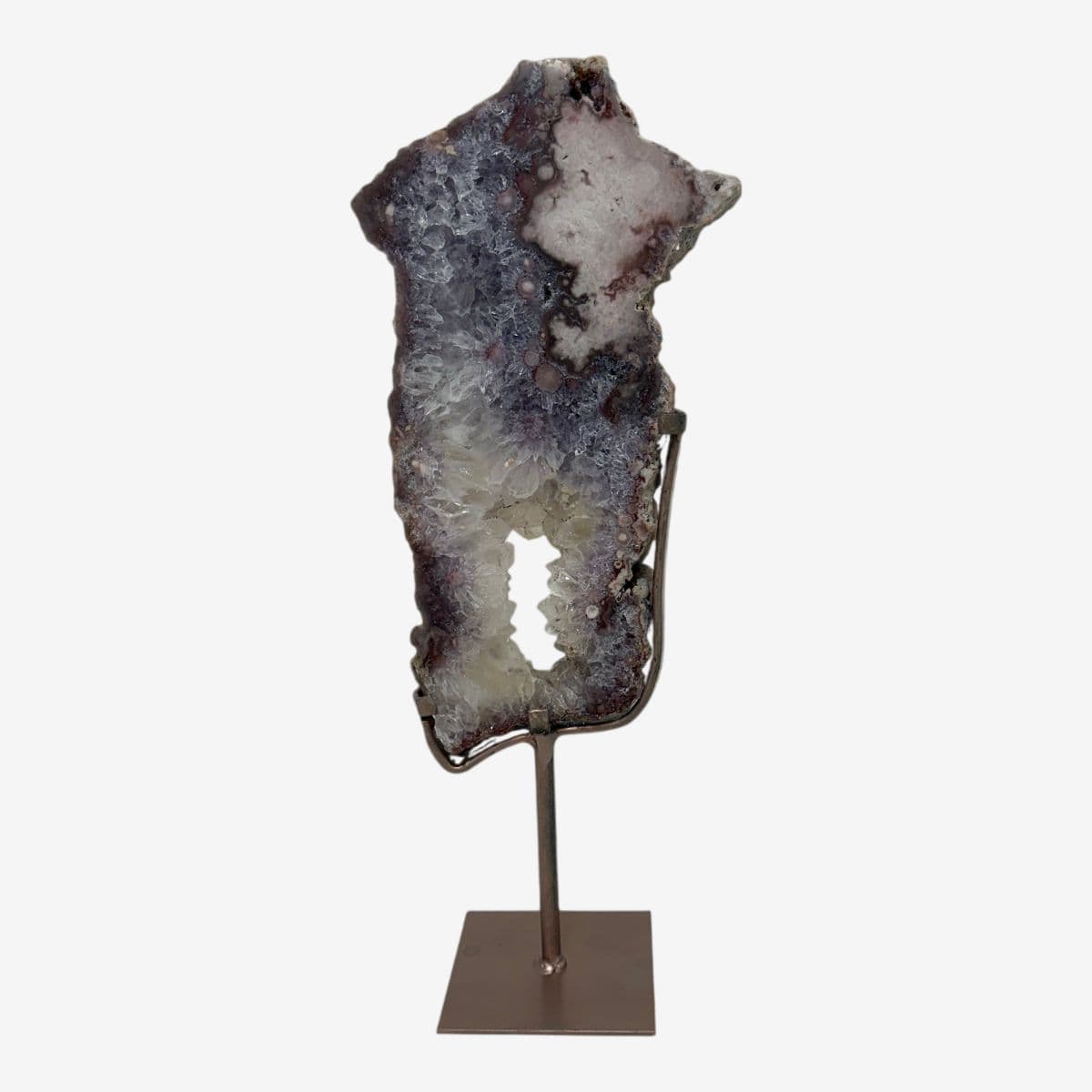 Pink Amethyst Geode Slice on Stand - Image 1