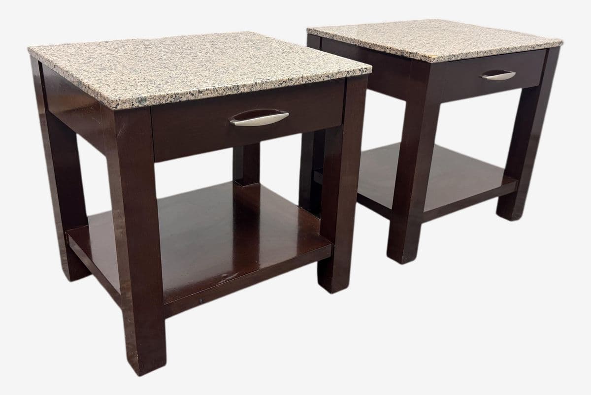 Bermanfalk Stone Top Nightstands, Pair - Image 1