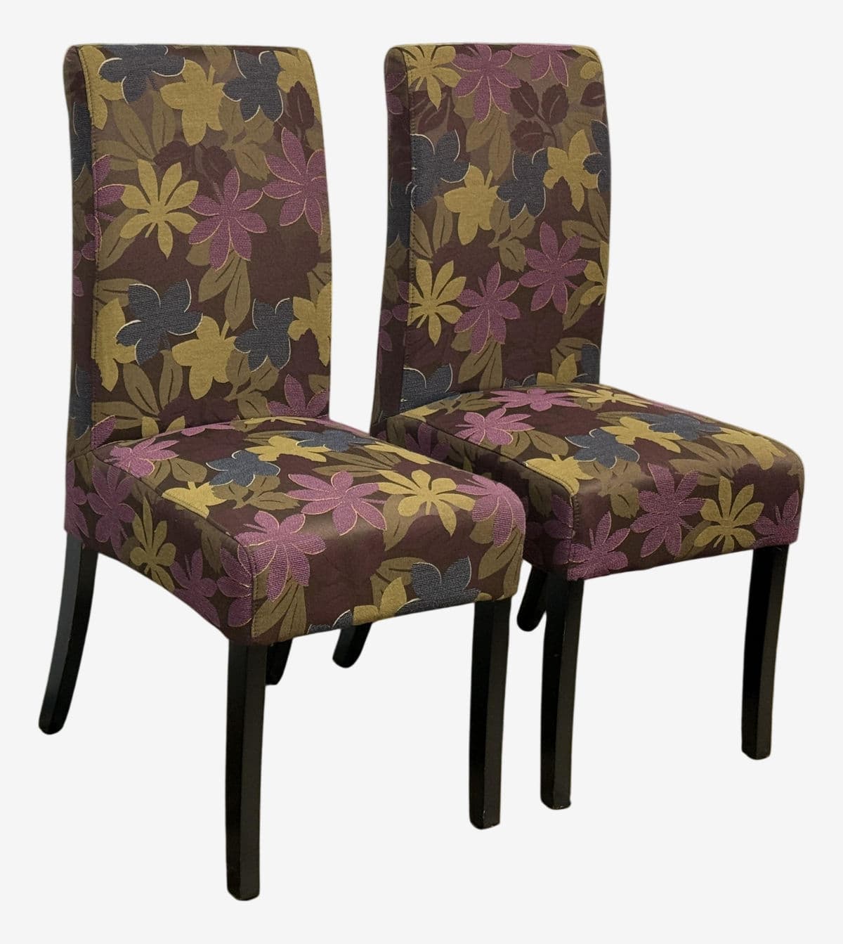 Floral Print Side Dining Side Chairs, Pair - Image 1