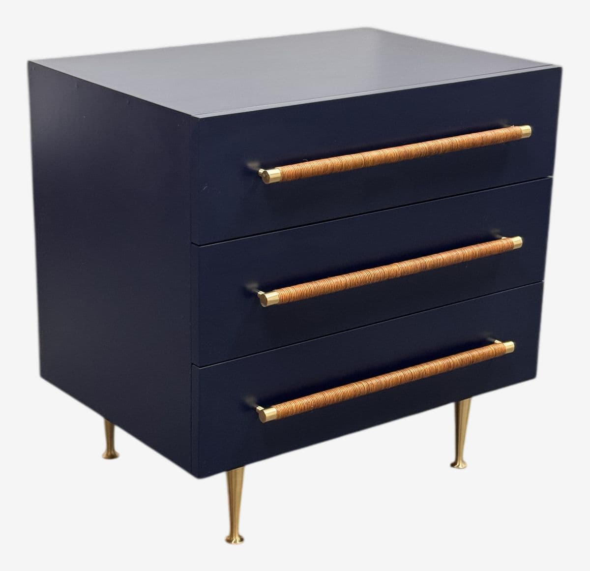 Brownstone Audrey Rattan Handle Navy Nightstand - Image 1