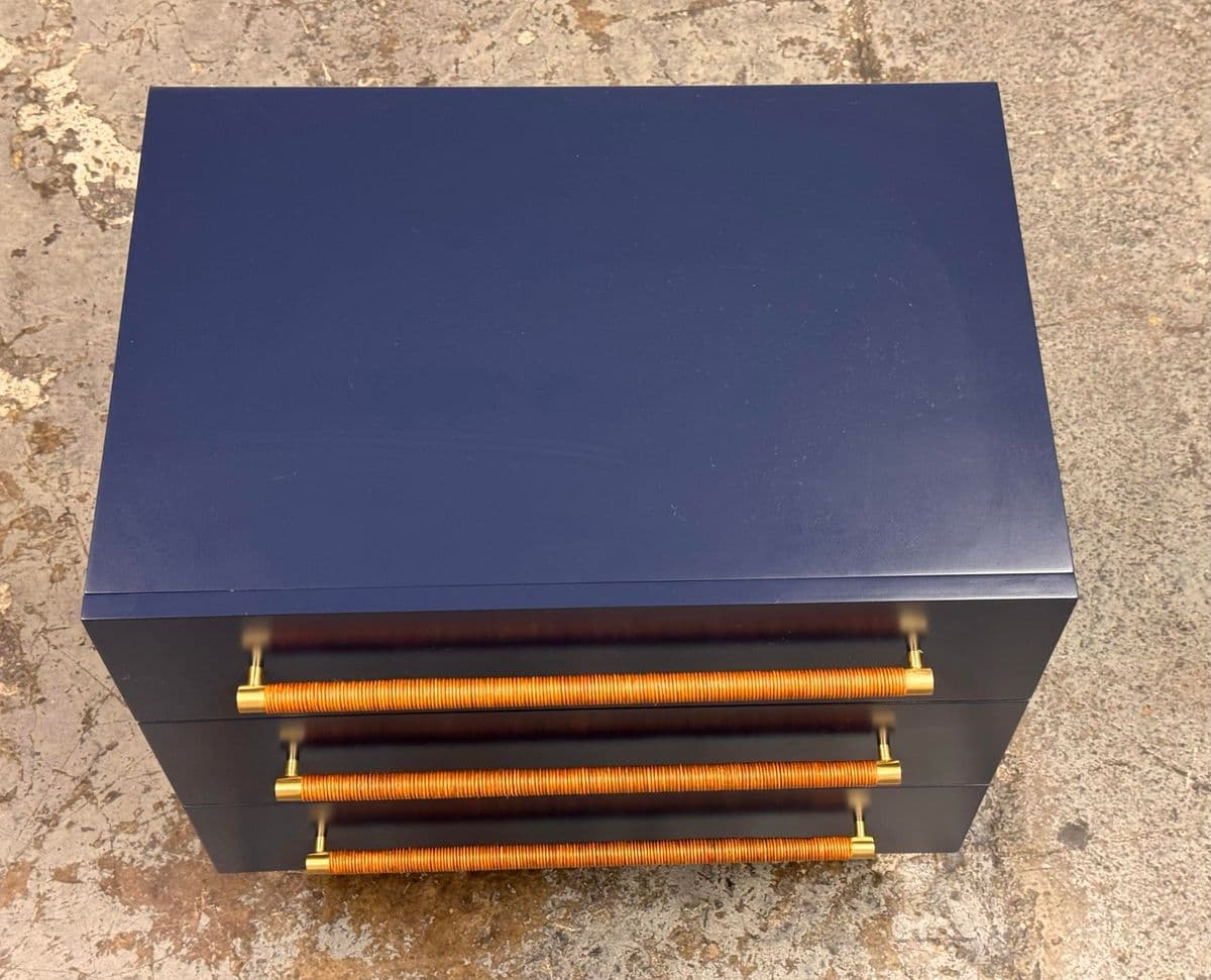 Brownstone Audrey Rattan Handle Navy Nightstand - Thumbnail 7