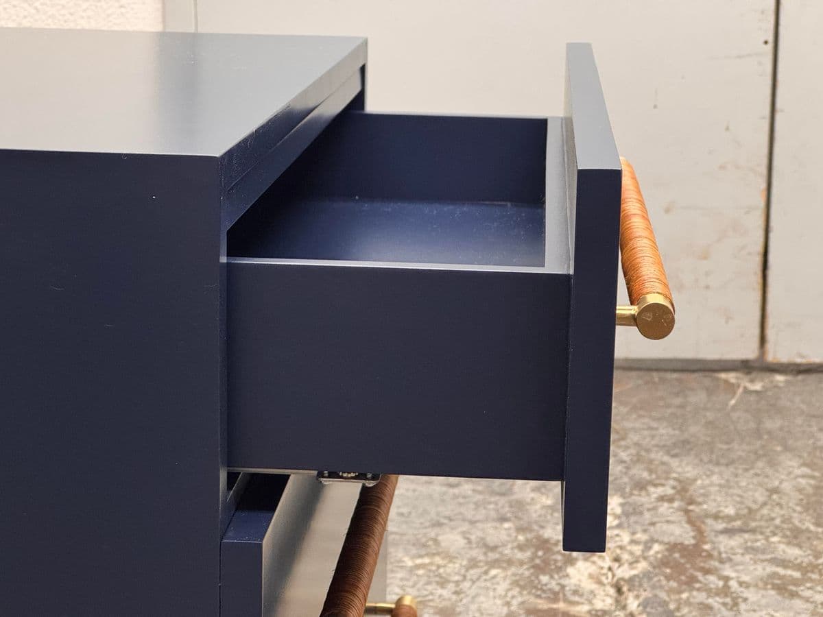 Brownstone Audrey Rattan Handle Navy Nightstand - Thumbnail 9