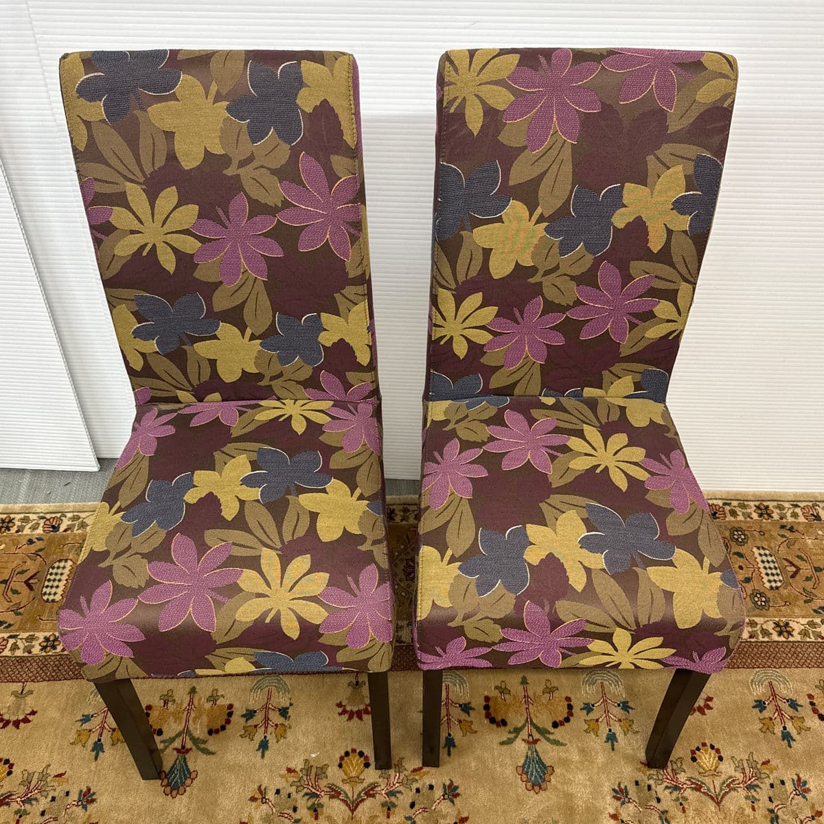 Floral Print Side Dining Side Chairs, Pair - Thumbnail 4