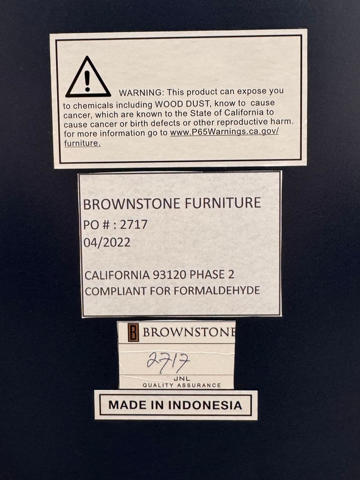 Brownstone Audrey Rattan Handle Navy Nightstand - Thumbnail 13