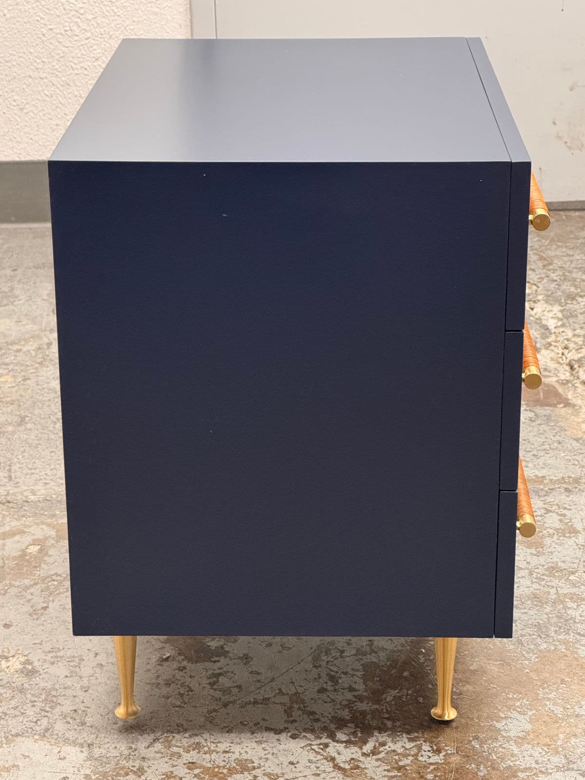 Brownstone Audrey Rattan Handle Navy Nightstand - Thumbnail 6